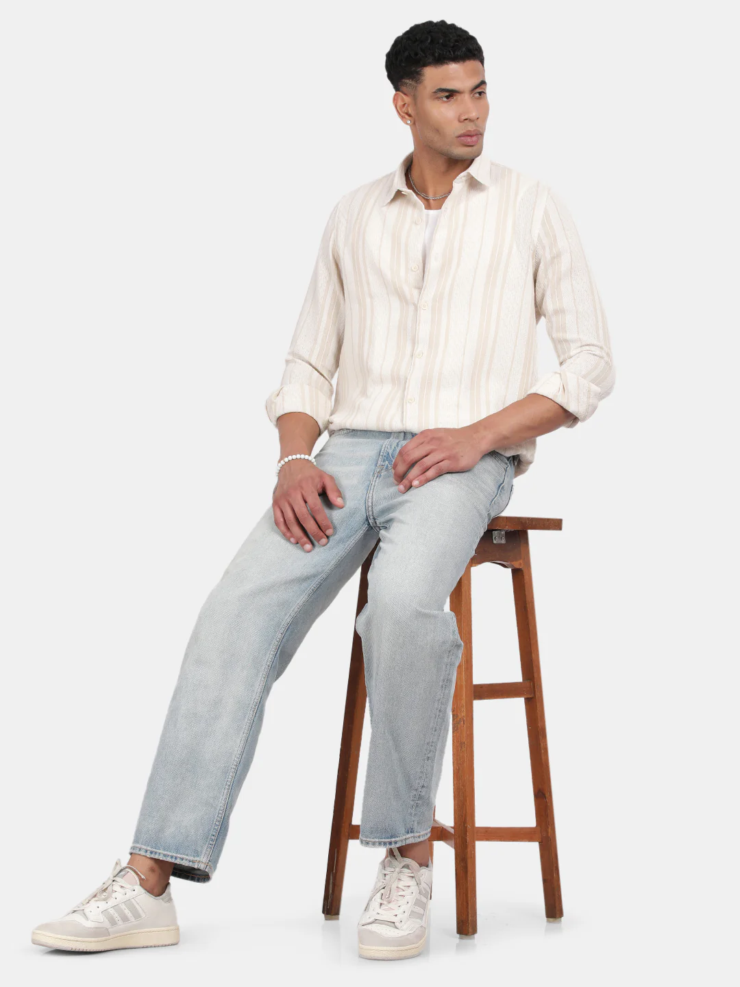 Men Light pink Slim Fit Spread Collar Full Sleeve Casual Shirt - Image 4