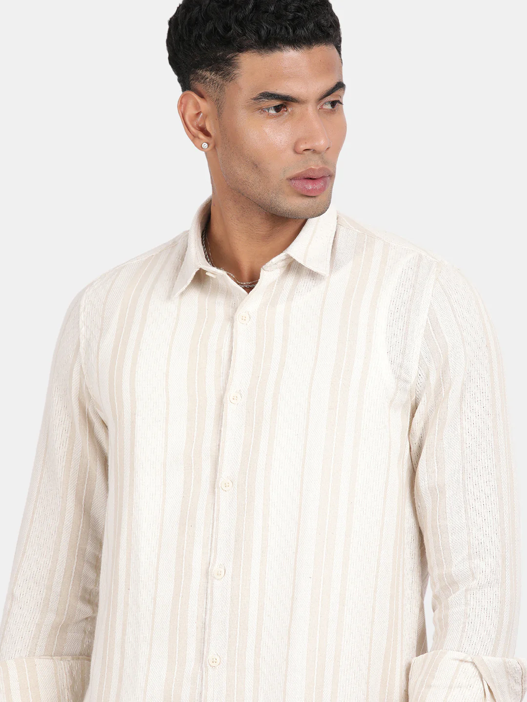 Men Light pink Slim Fit Spread Collar Full Sleeve Casual Shirt - Image 5