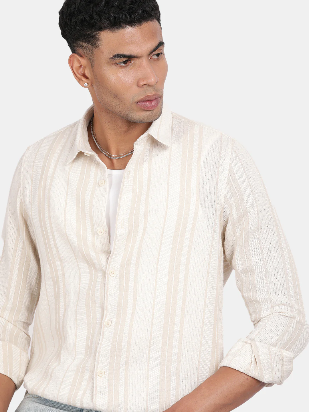 Men Light pink Slim Fit Spread Collar Full Sleeve Casual Shirt - Image 6