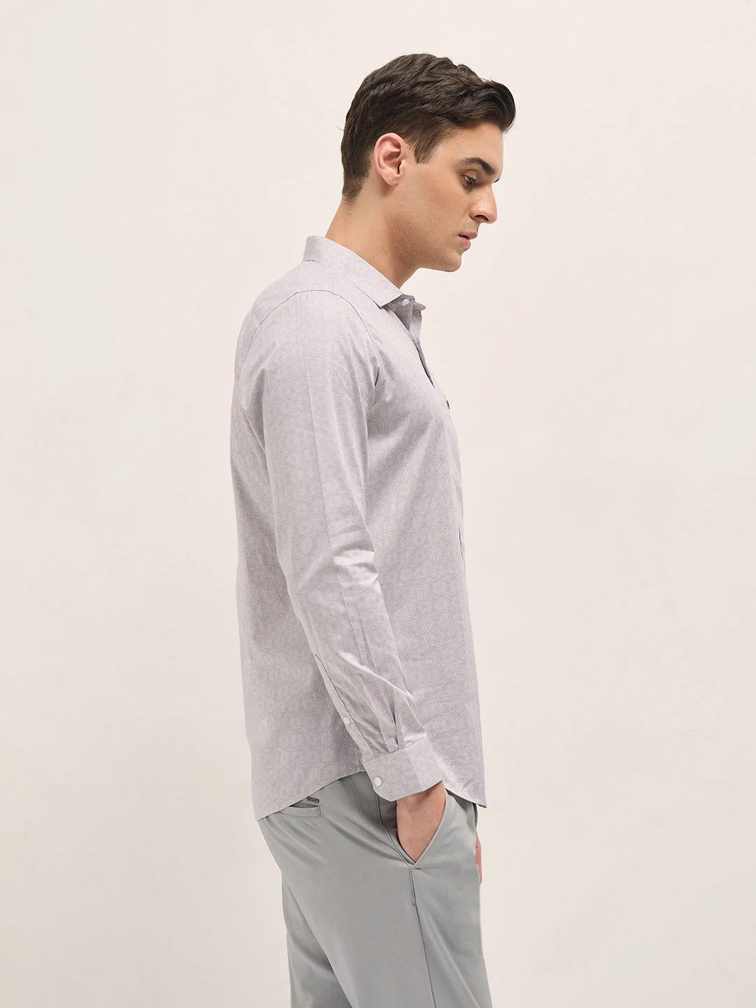 Men Light Purple Geometric Printed Tailored Fit Formal Shirt - Image 3
