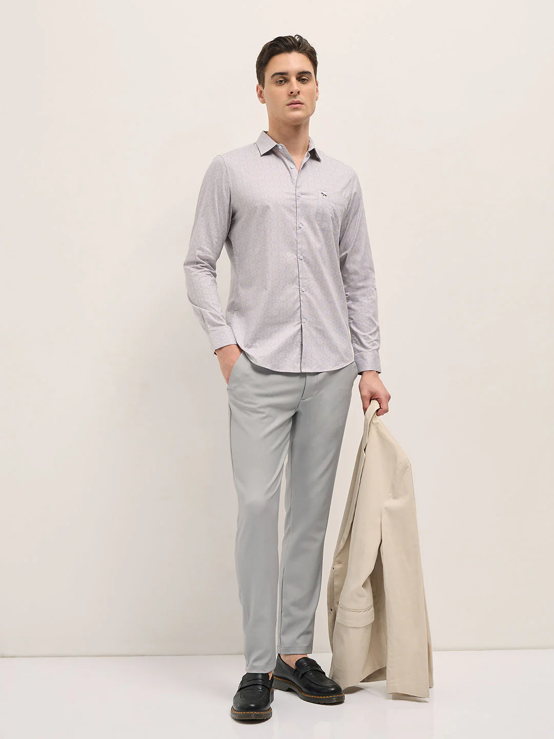 Men Light Purple Geometric Printed Tailored Fit Formal Shirt - Image 4