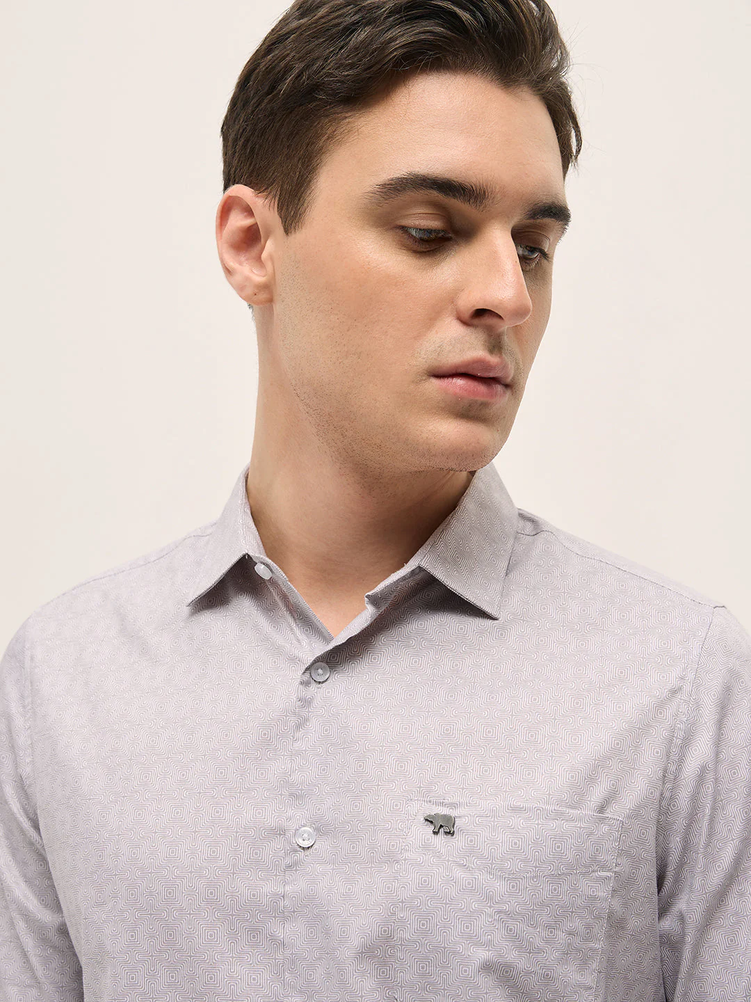 Men Light Purple Geometric Printed Tailored Fit Formal Shirt - Image 5