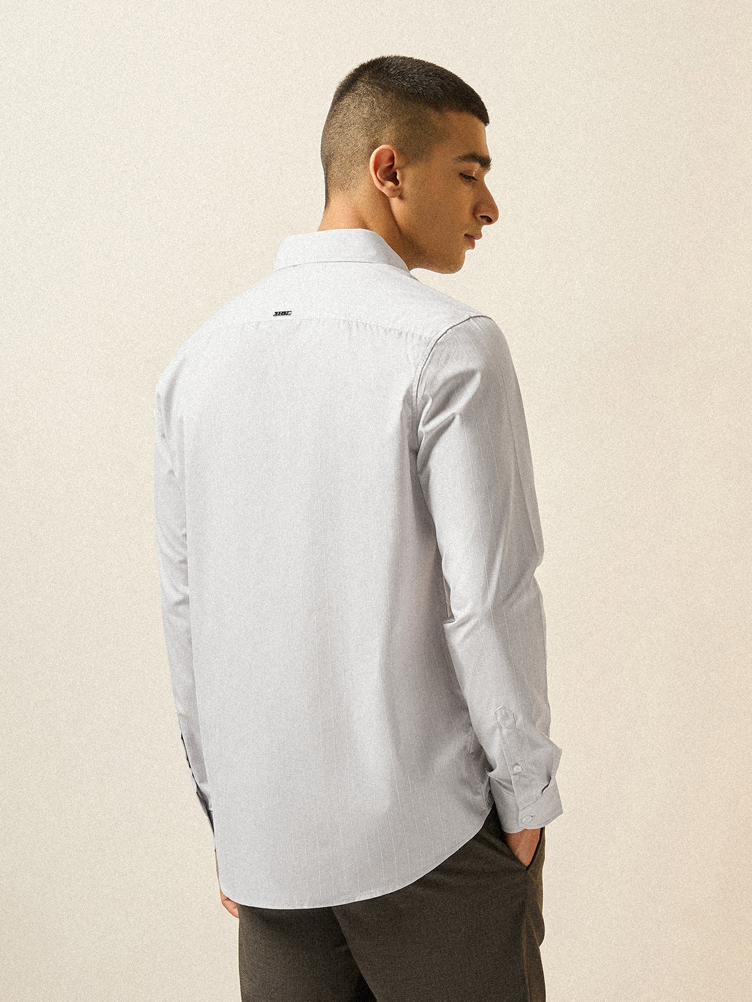 Men Light Purple Striped Tailored Fit Formal Shirt - Image 2