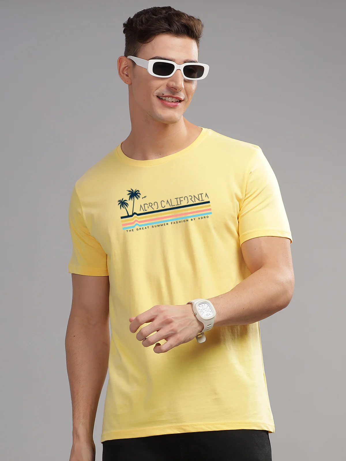 Men Yellow Round Neck T Shirt - Image 2