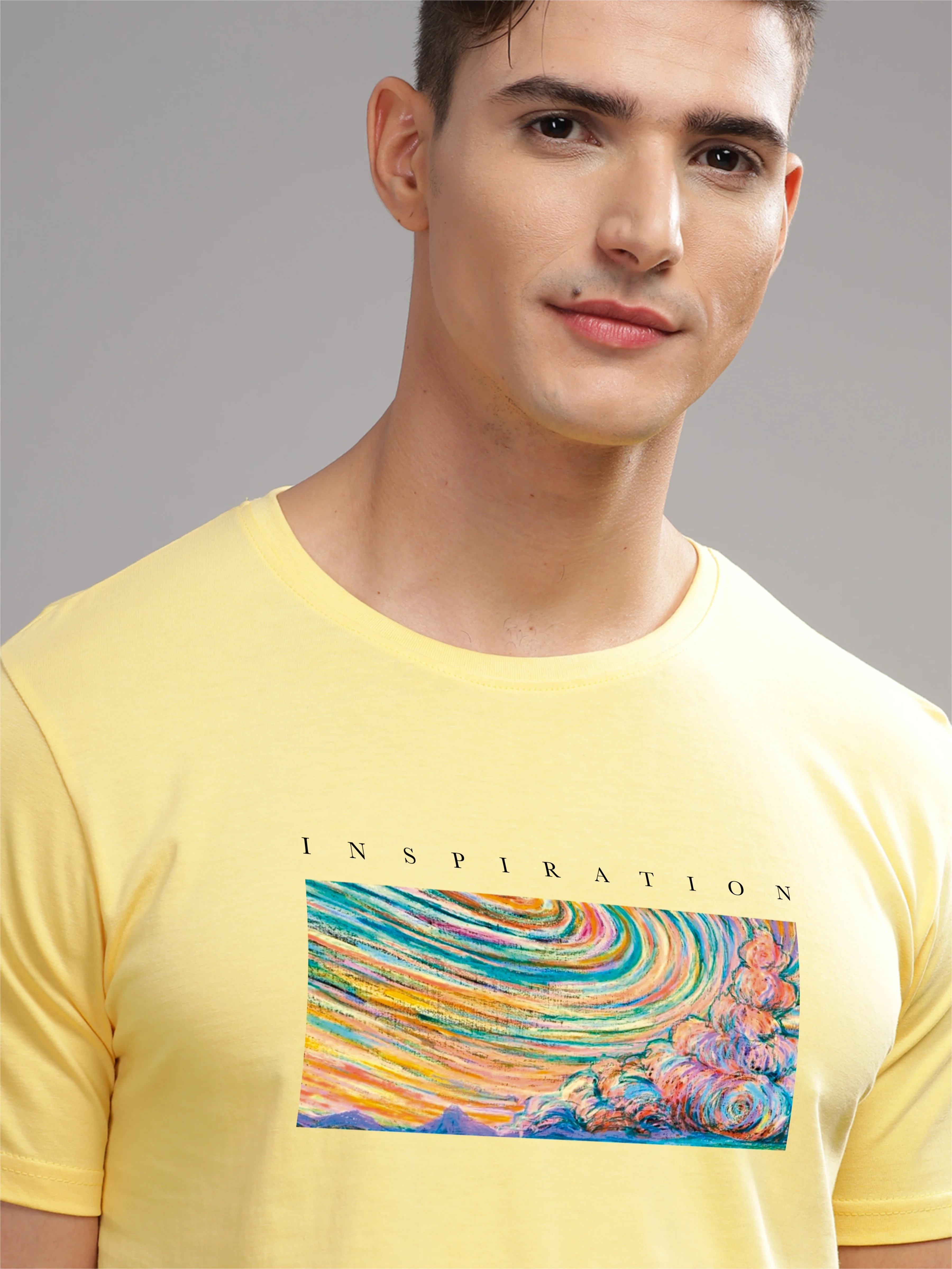 Men Yellow Round Neck T Shirt - Image 2