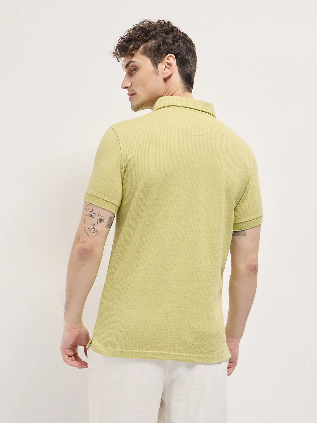 Men Green Slim Fit Polo - Image 2
