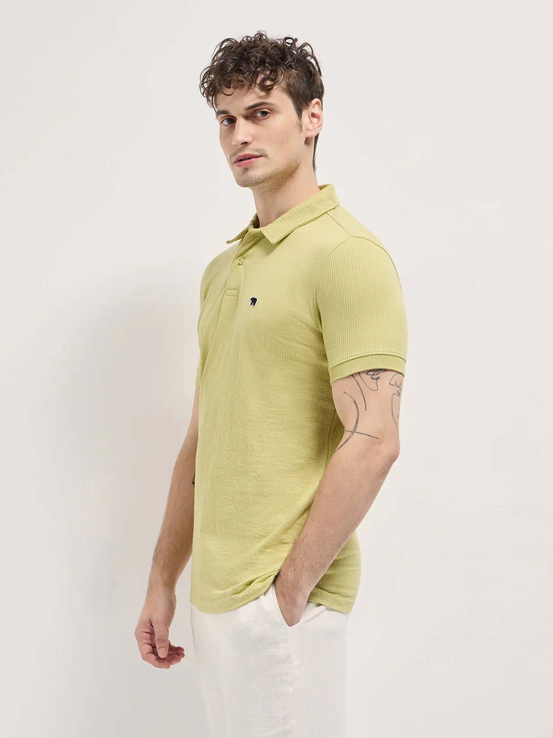 Men Green Slim Fit Polo - Image 3