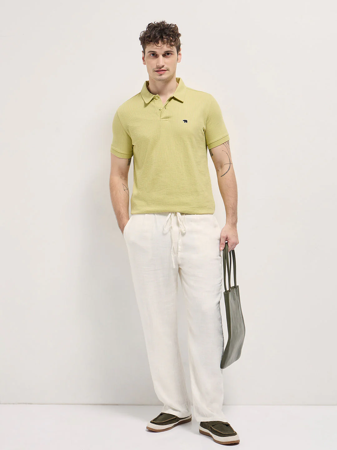 Men Green Slim Fit Polo - Image 4
