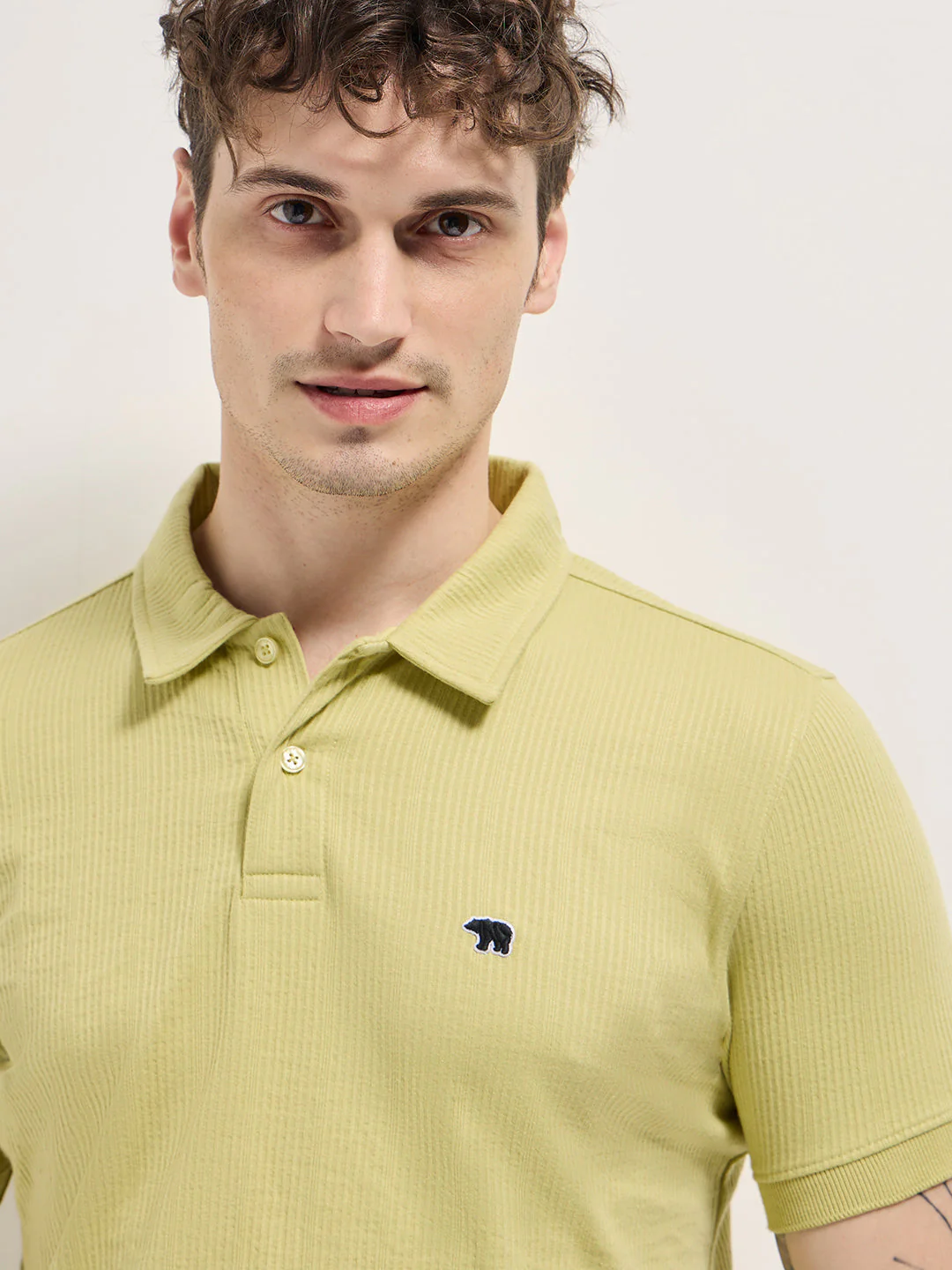Men Green Slim Fit Polo - Image 5