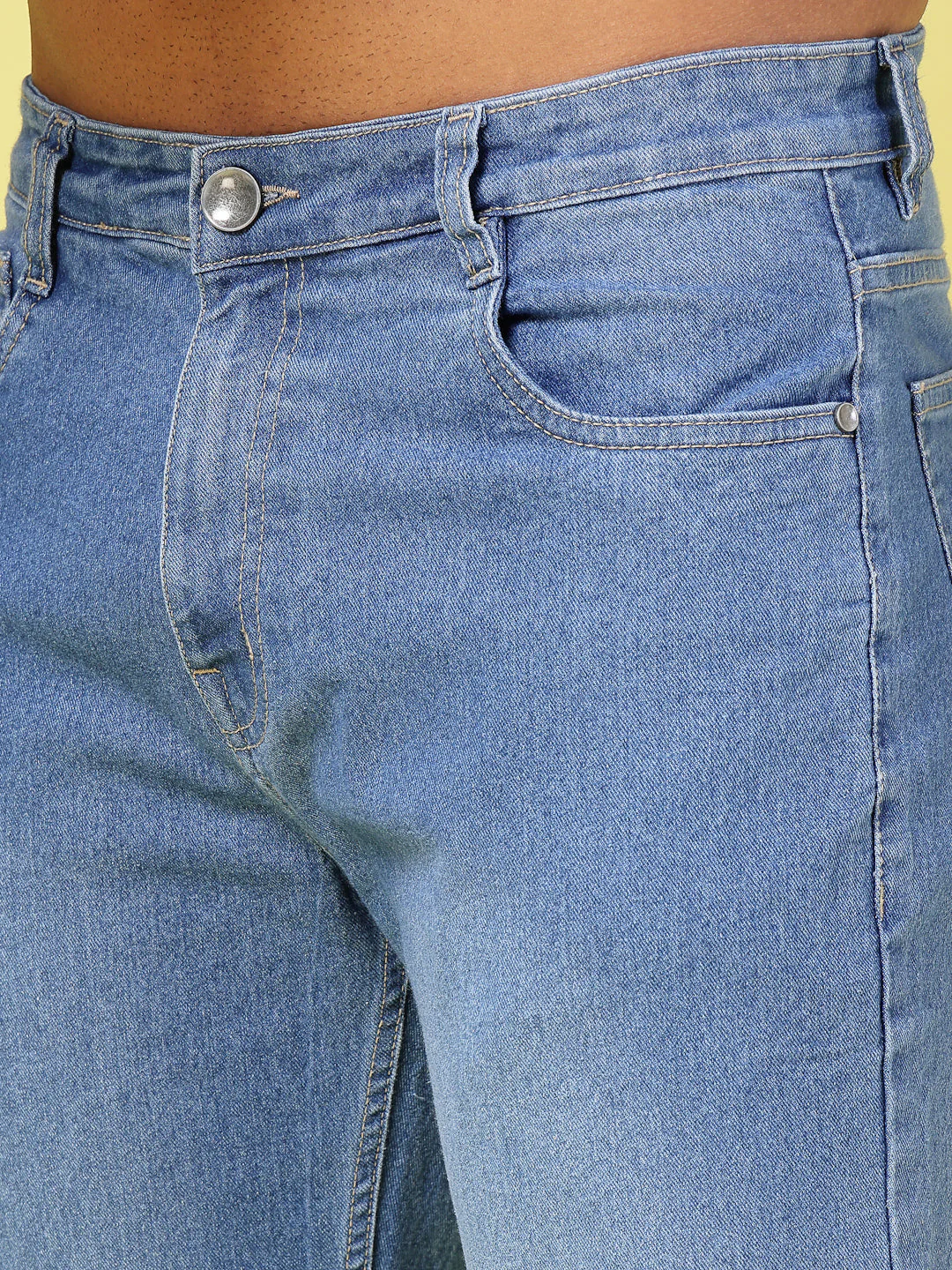Men Lightly Faded Straight Fit Denim Jeans - Image 4