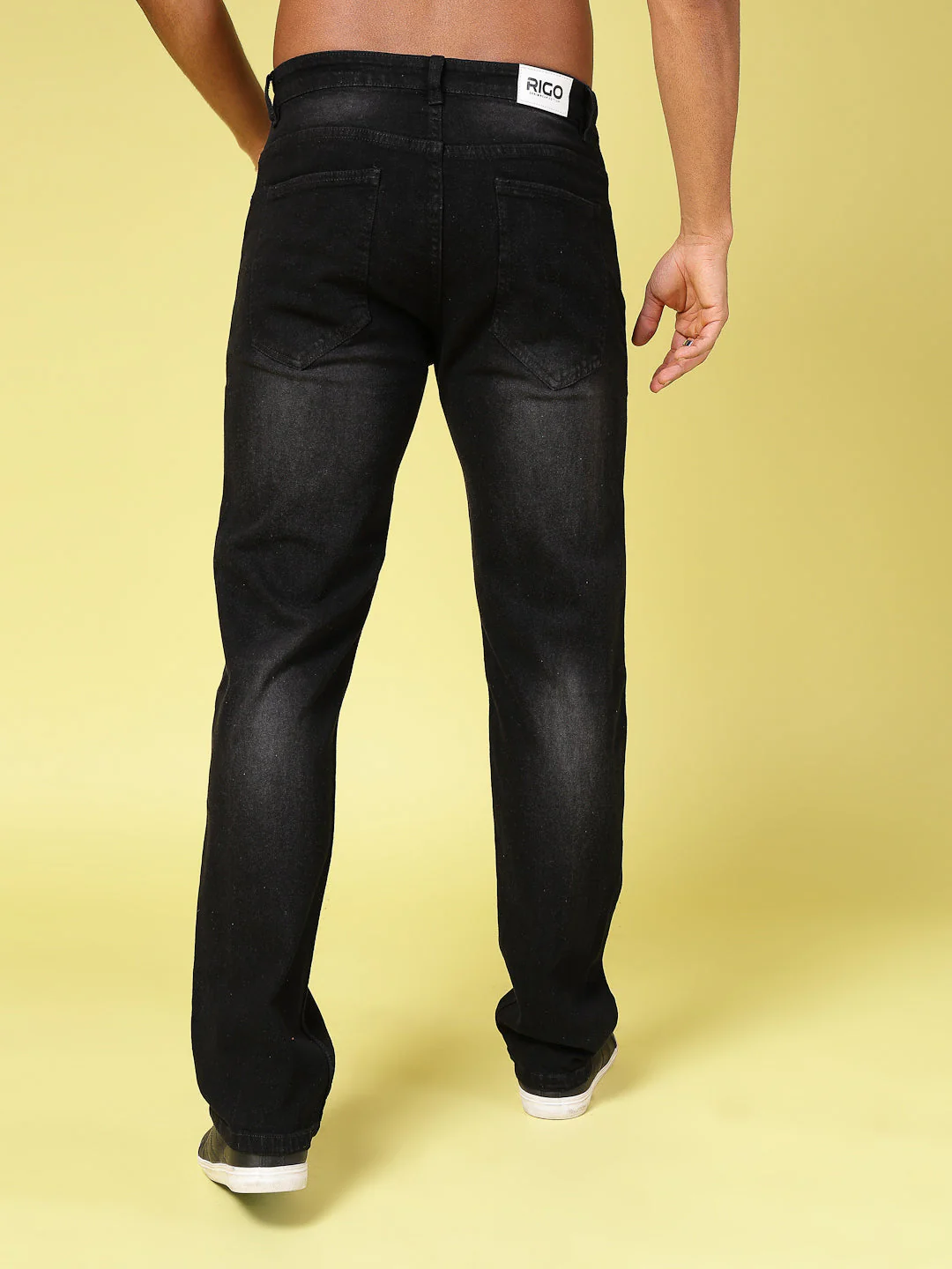 Men Lightly Faded Straight Fit Denim Jeans - Image 3