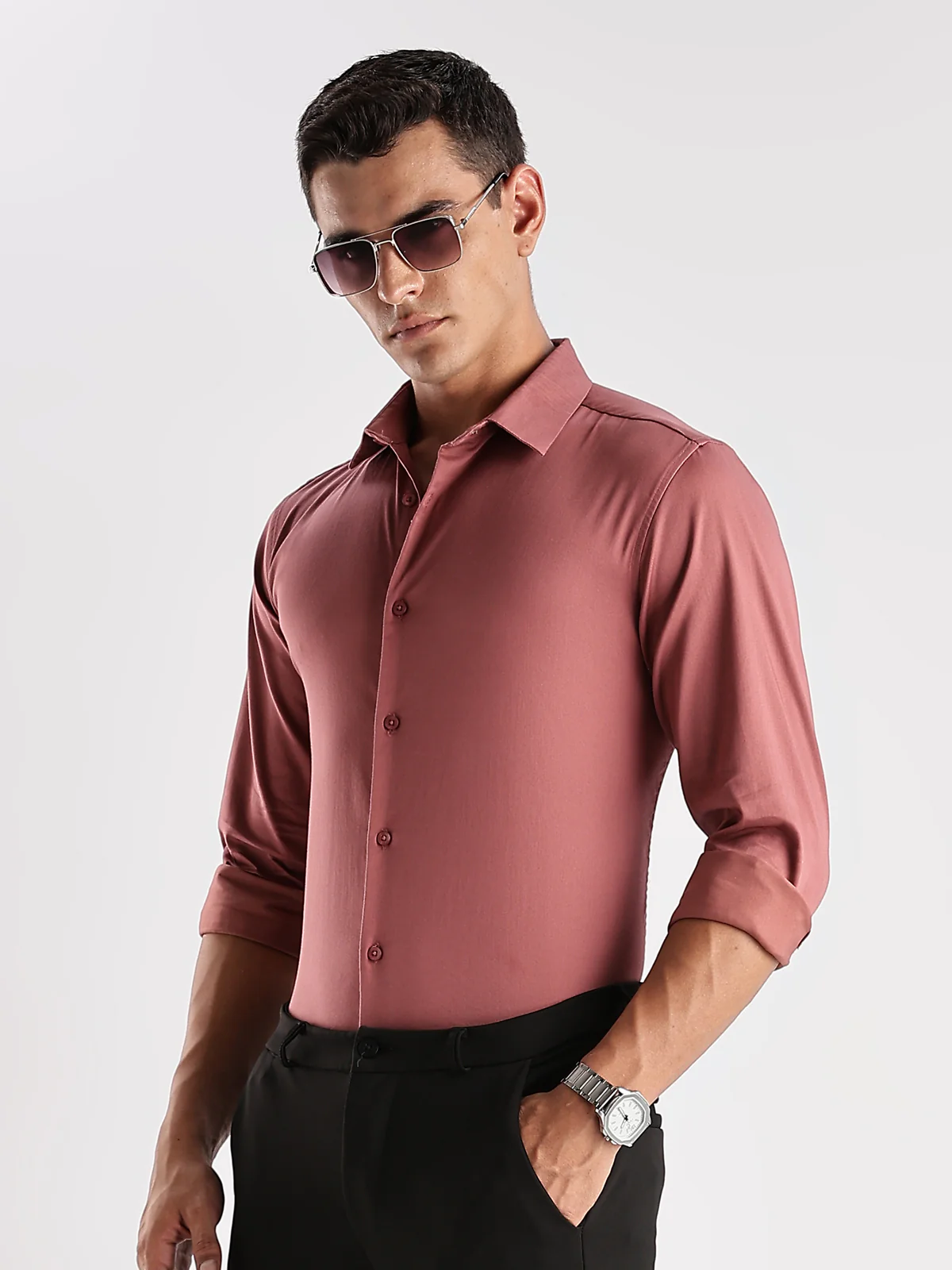 Men Mauve Casual Shirt - Image 5