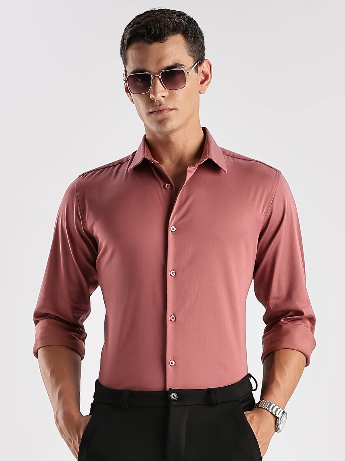 Men Mauve Casual Shirt - Image 6