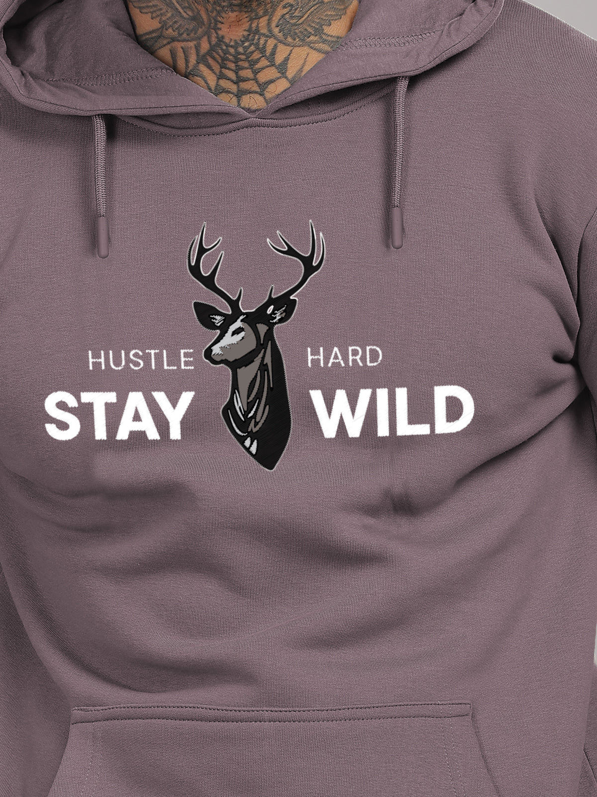 Men Lavender Printed Hoodie - Image 2