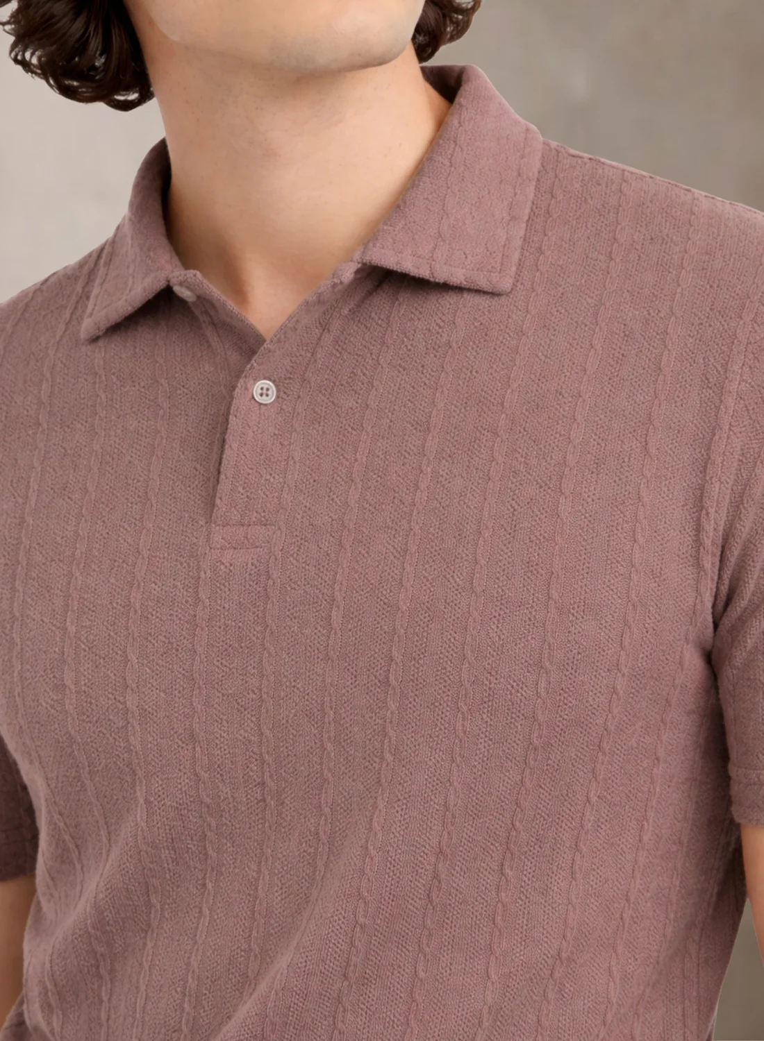Men Lilac Polo T-Shirt - Image 2