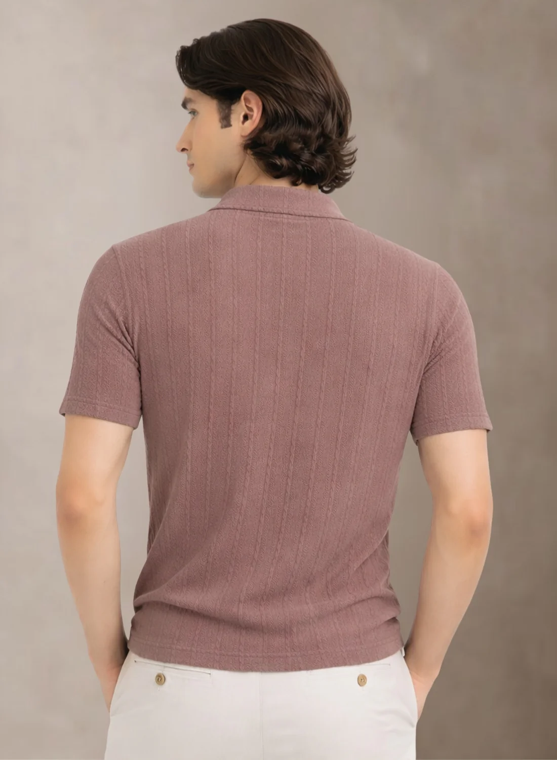 Men Lilac Polo T-Shirt - Image 3