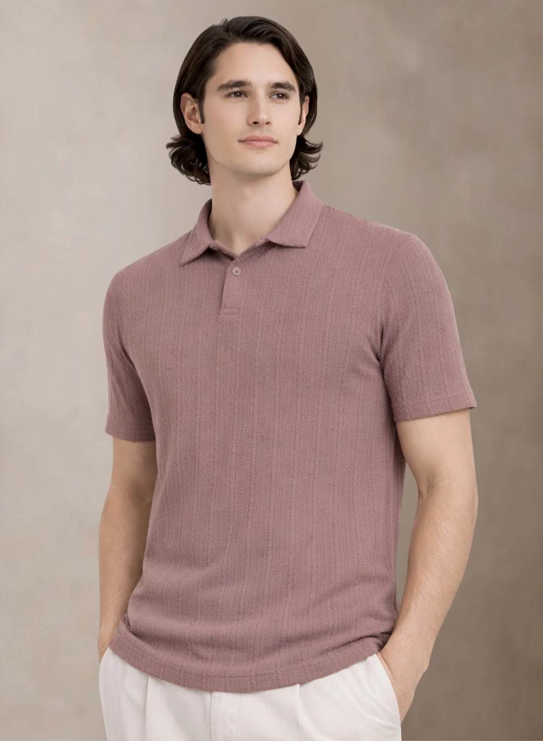 Men Lilac Polo T-Shirt - Image 4