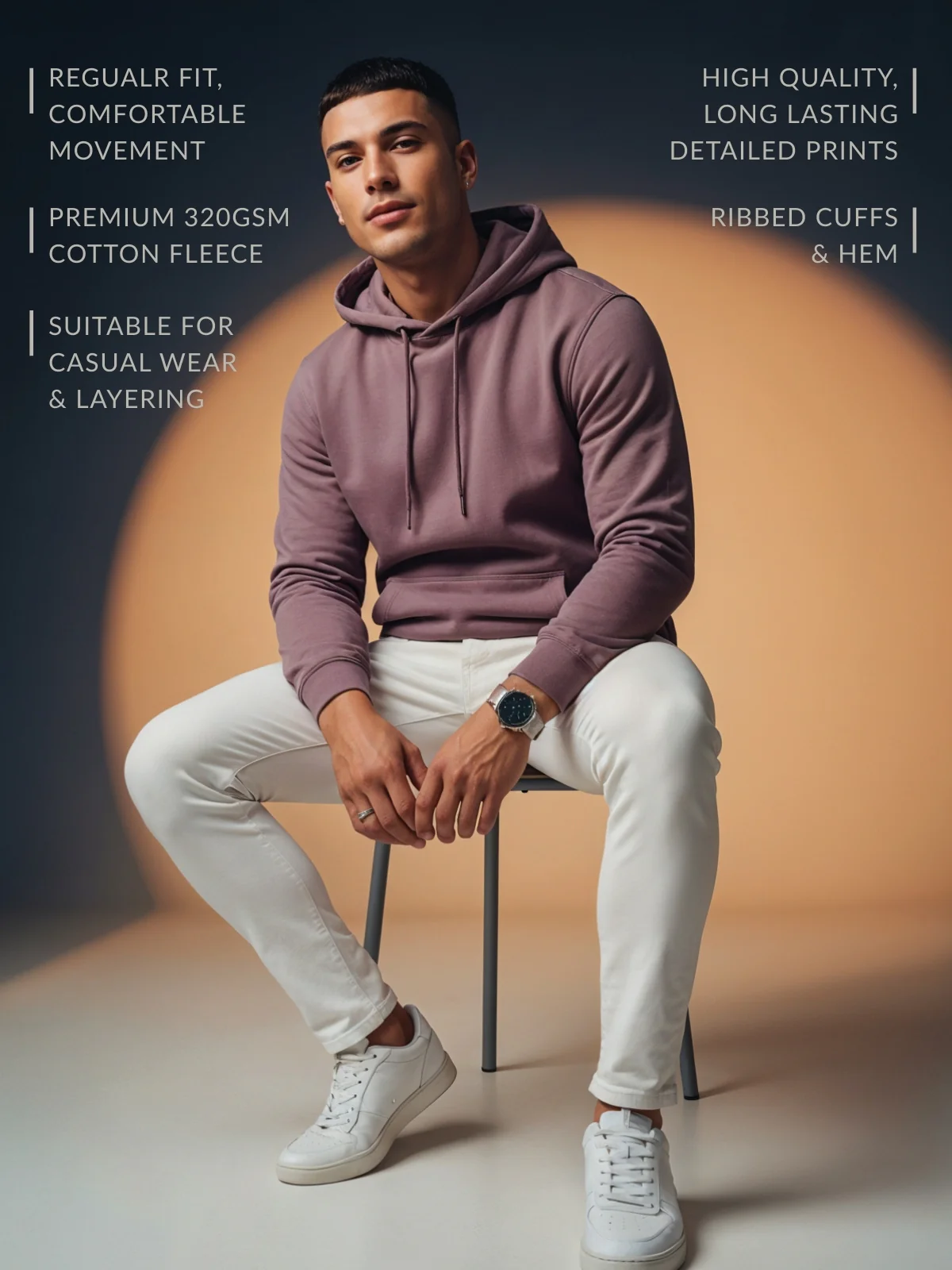 Men Lilac Printed Hoodie - Image 4
