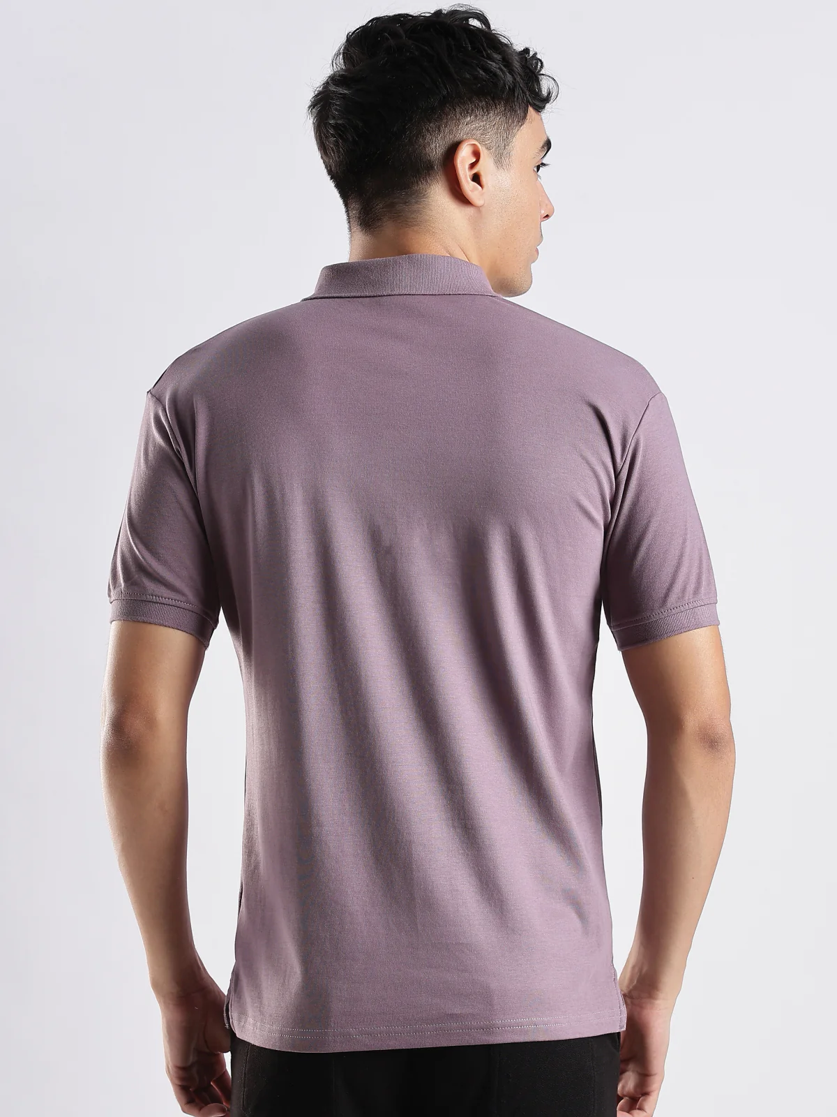 Men Mauve Regular Fit Polo T-Shirt - Image 2