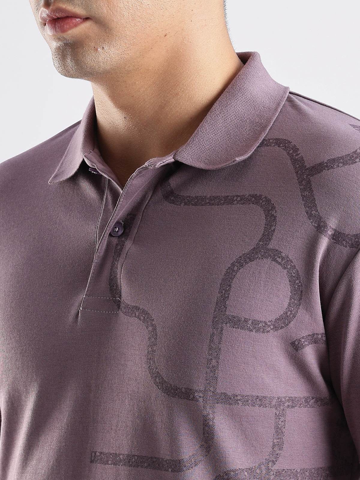Men Mauve Regular Fit Polo T-Shirt - Image 3