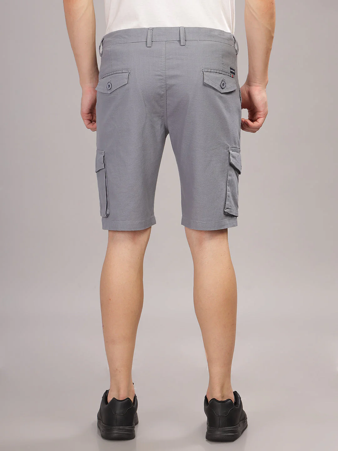 Men Linen Blue Cargo Shorts - Image 3