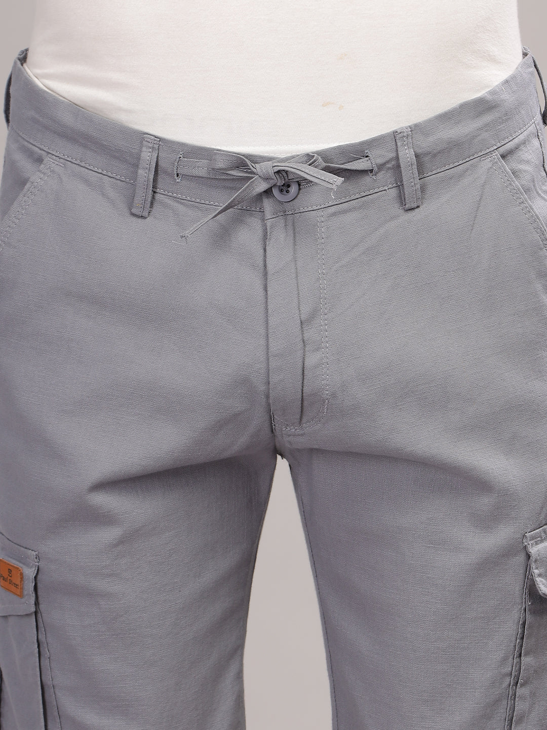 Men Linen Blue Cargo Shorts - Image 5