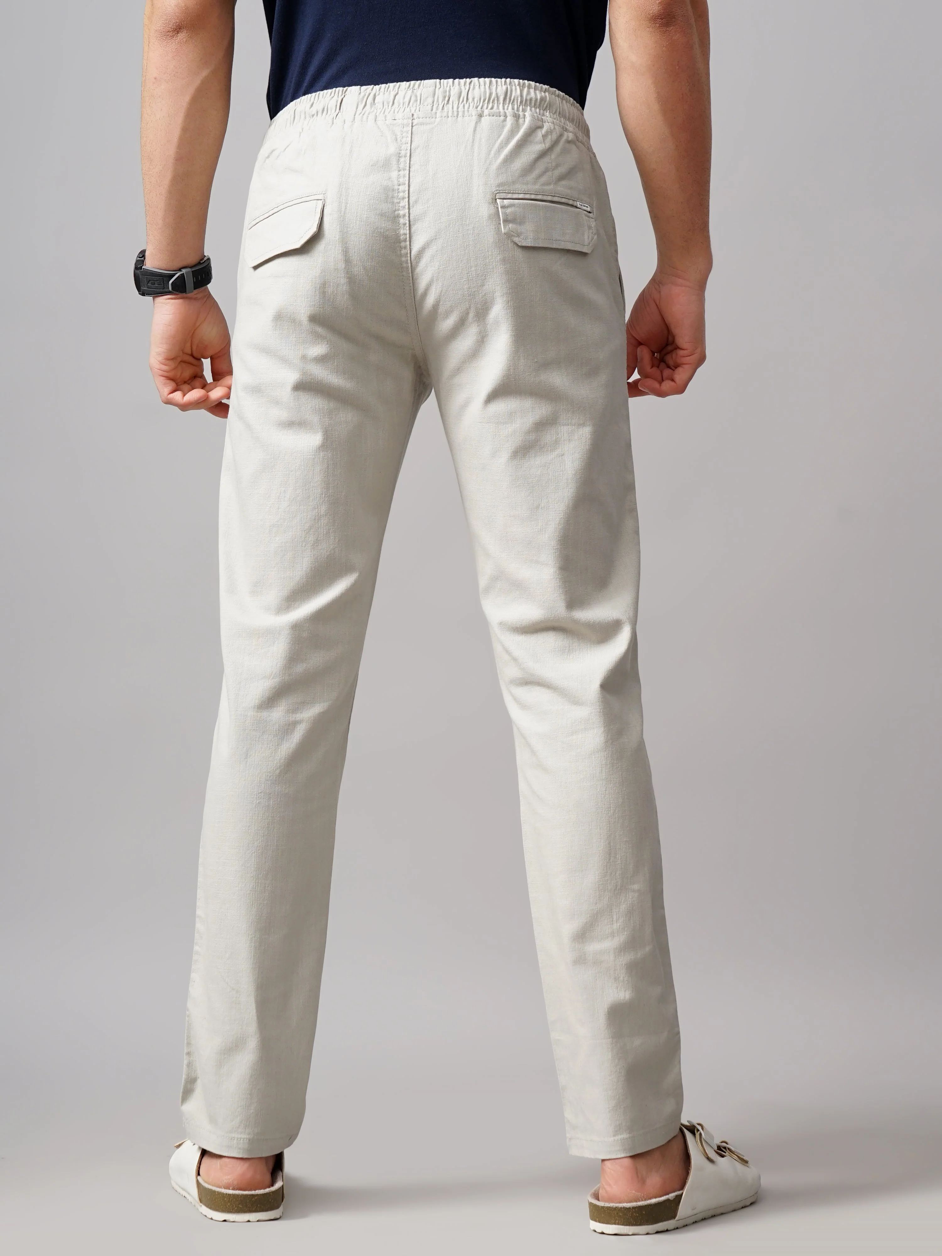 Men Linen Breeze Fit Grey Trouser - Image 2