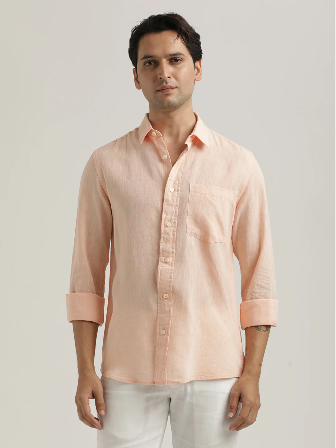 Men Linen-Cotton Blend Shirt - Image 5