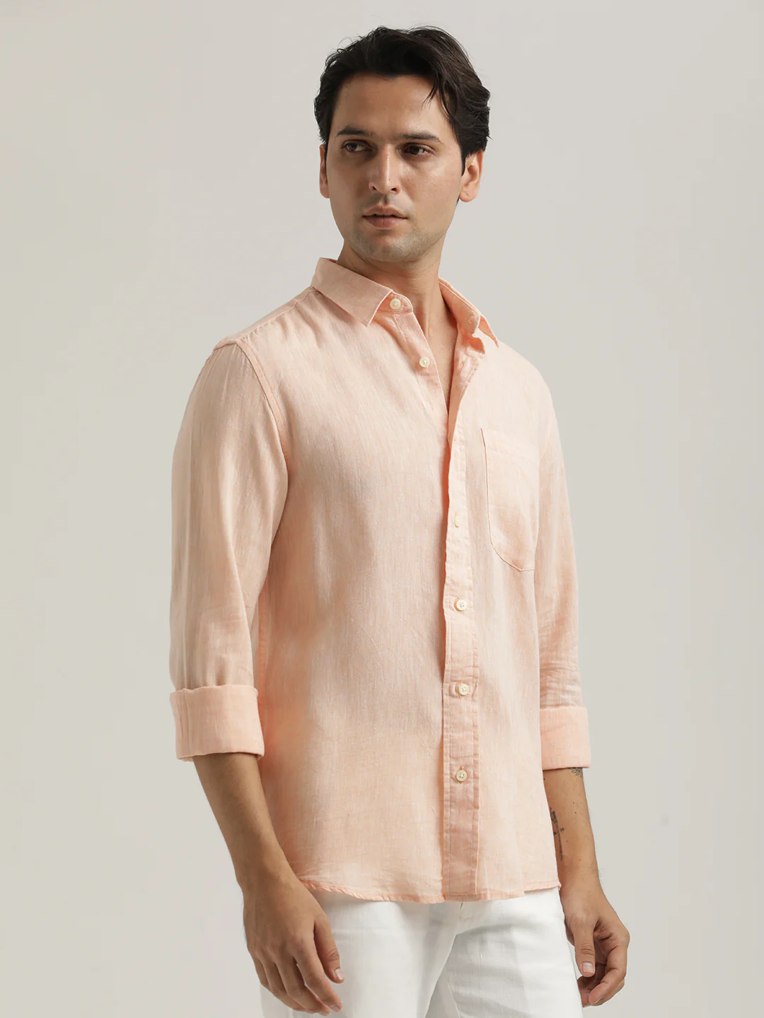 Men Linen-Cotton Blend Shirt - Image 6