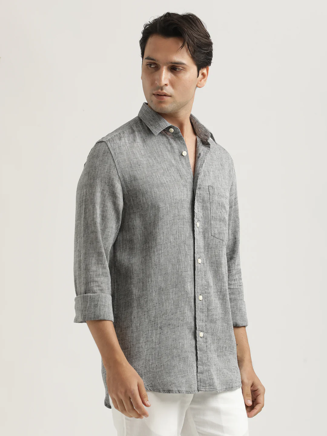 Men Linen-Cotton Blend Shirt - Image 3