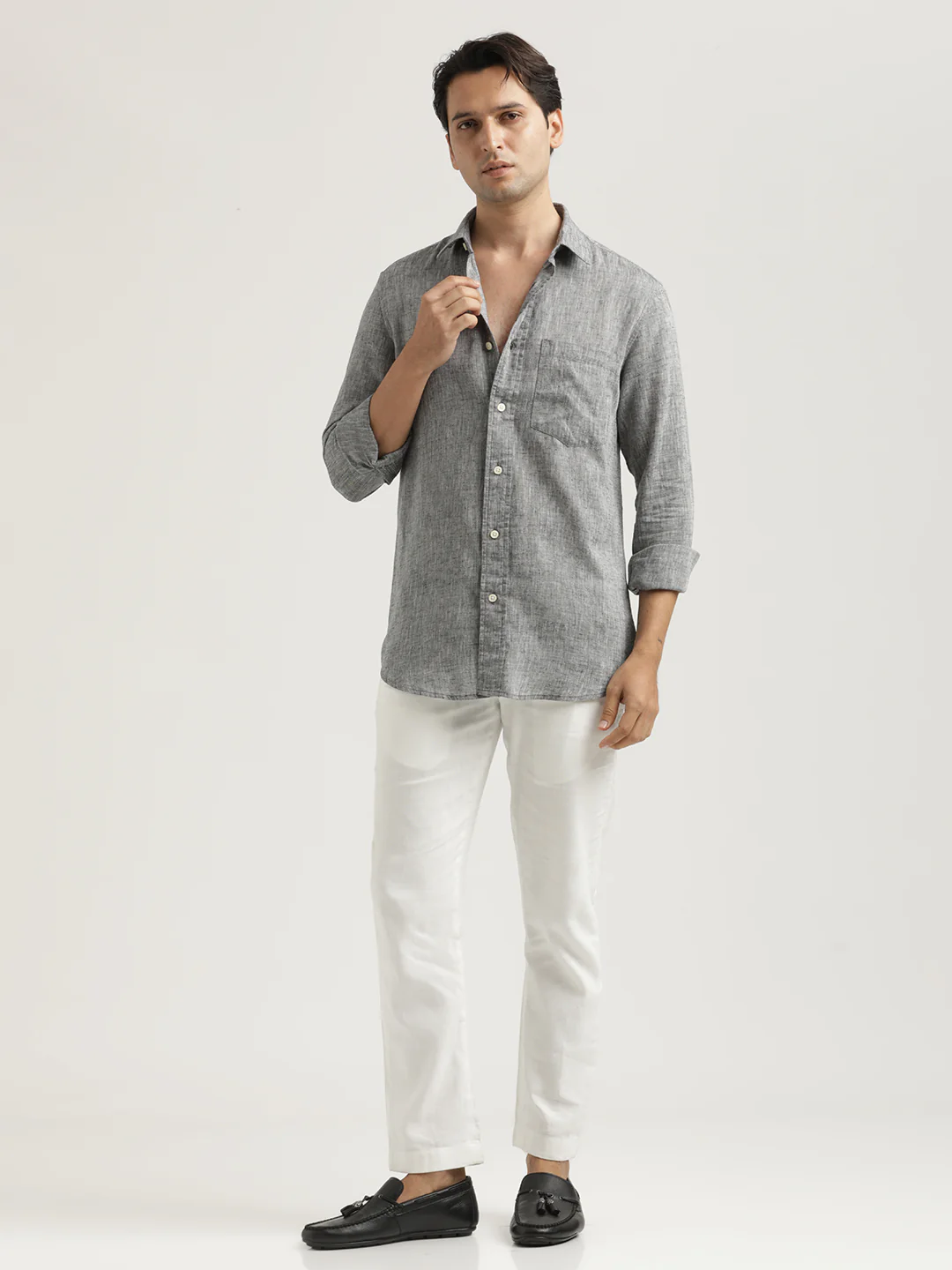 Men Linen-Cotton Blend Shirt - Image 5