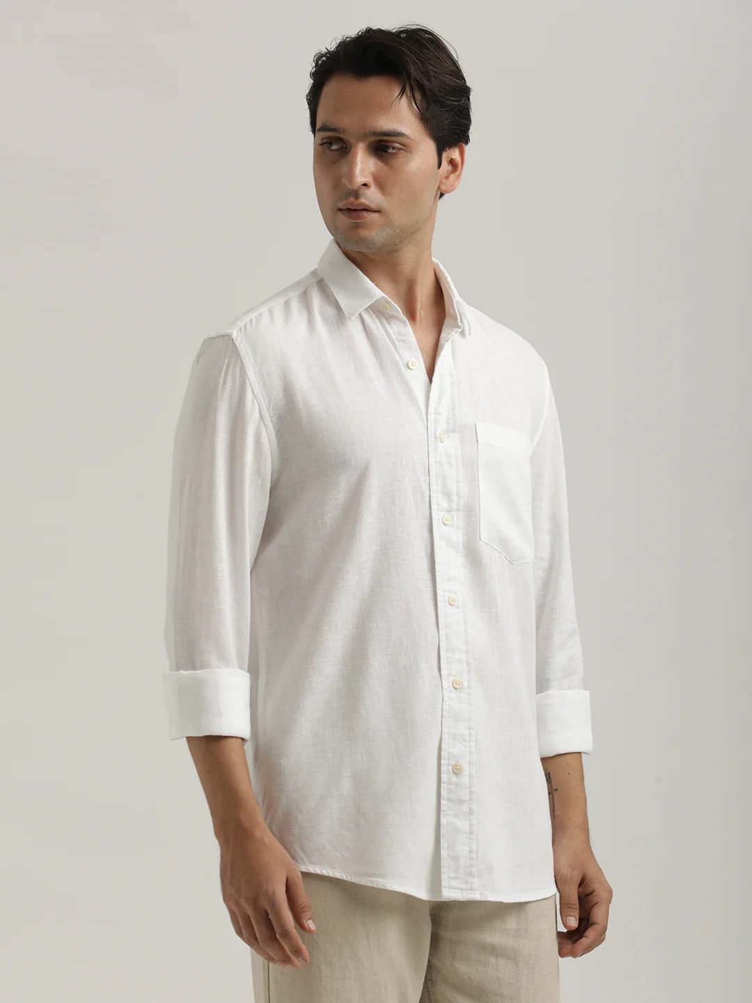 Men Linen-Cotton Blend Shirt - Image 3
