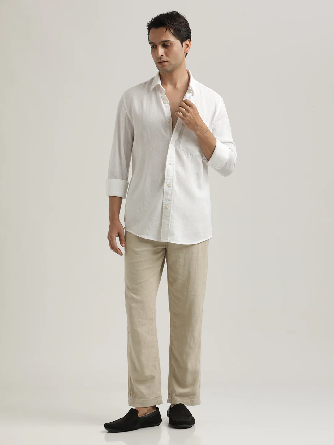 Men Linen-Cotton Blend Shirt - Image 5