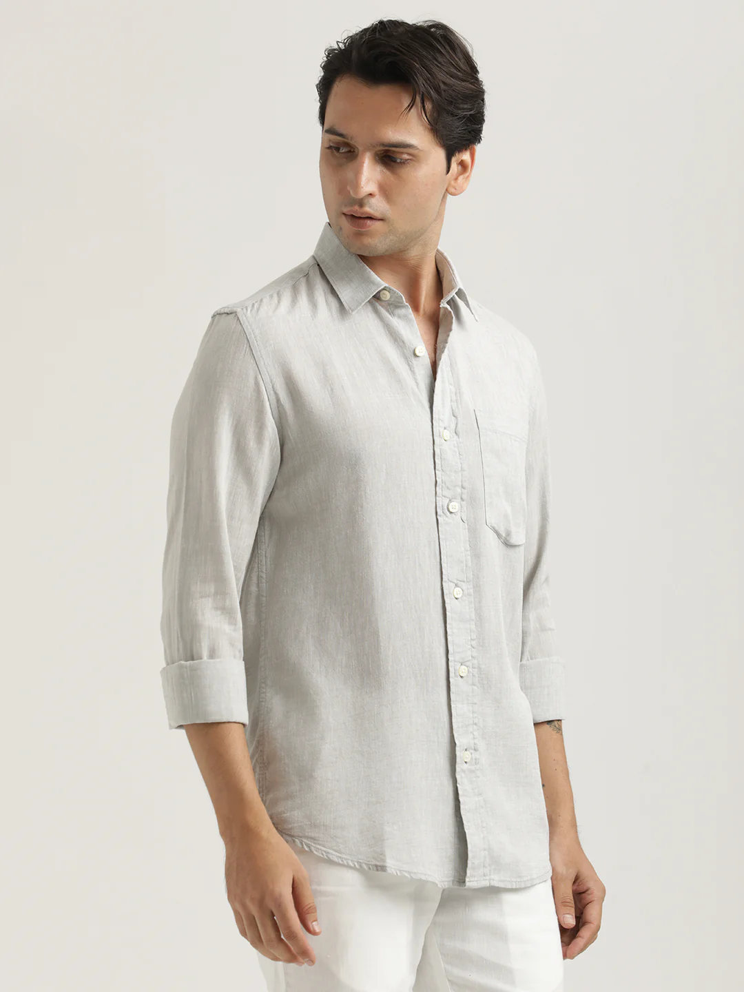 Men Linen-Cotton Blend Shirt - Image 4
