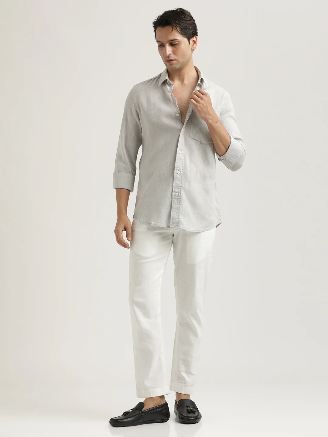 Men Linen-Cotton Blend Shirt - Image 6