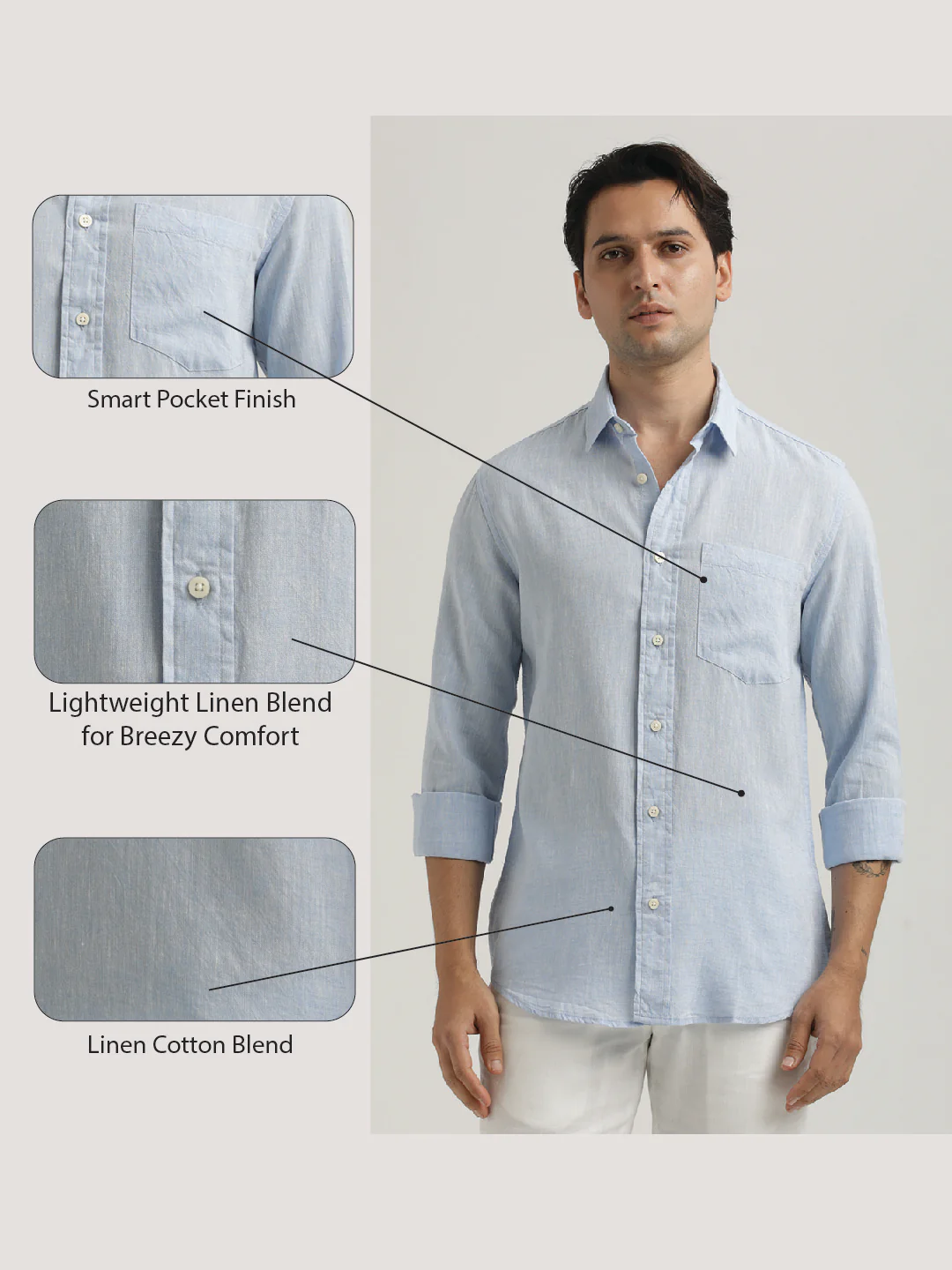 Men Linen-Cotton Blend Shirt - Image 2