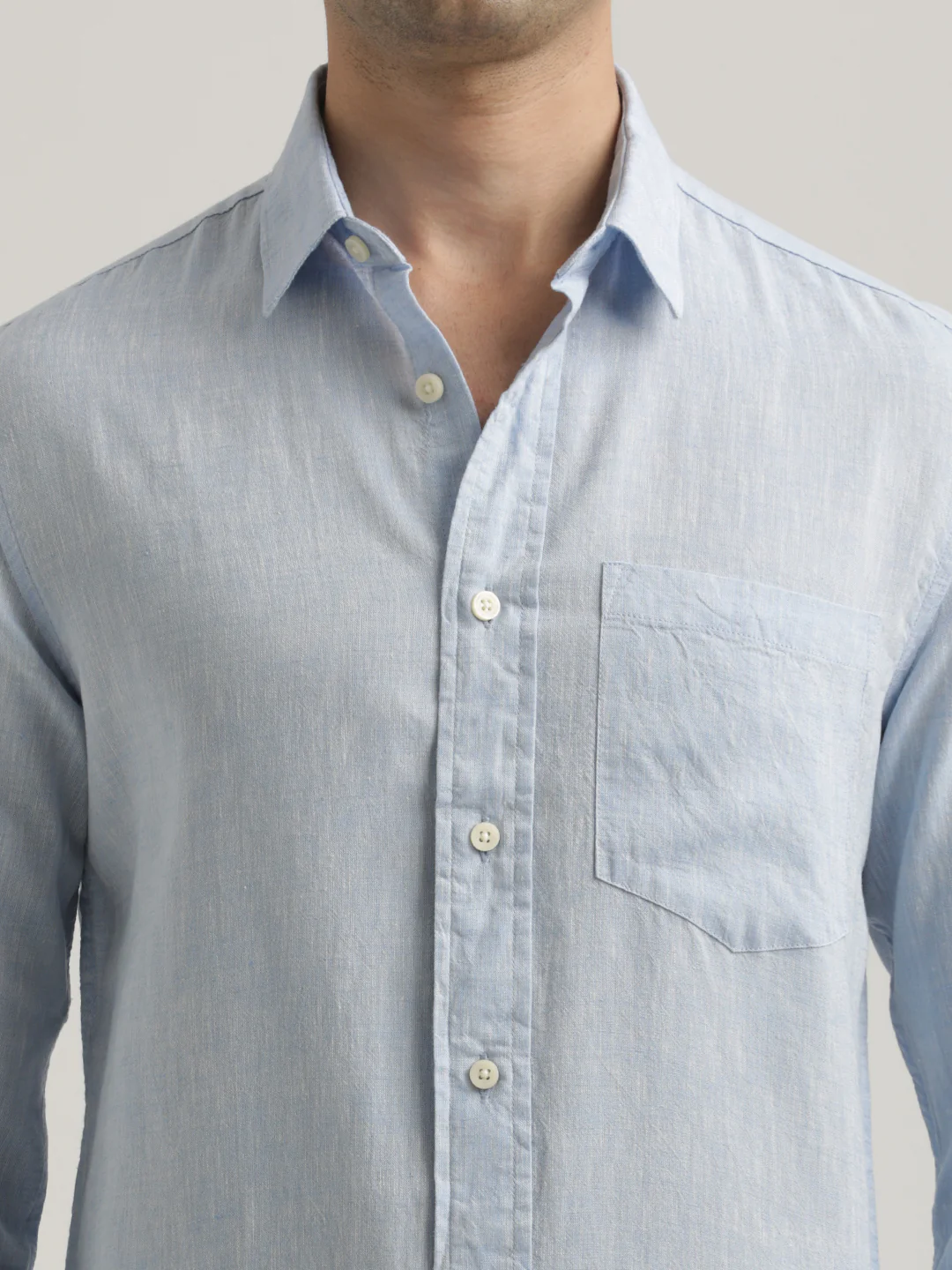 Men Linen-Cotton Blend Shirt - Image 3