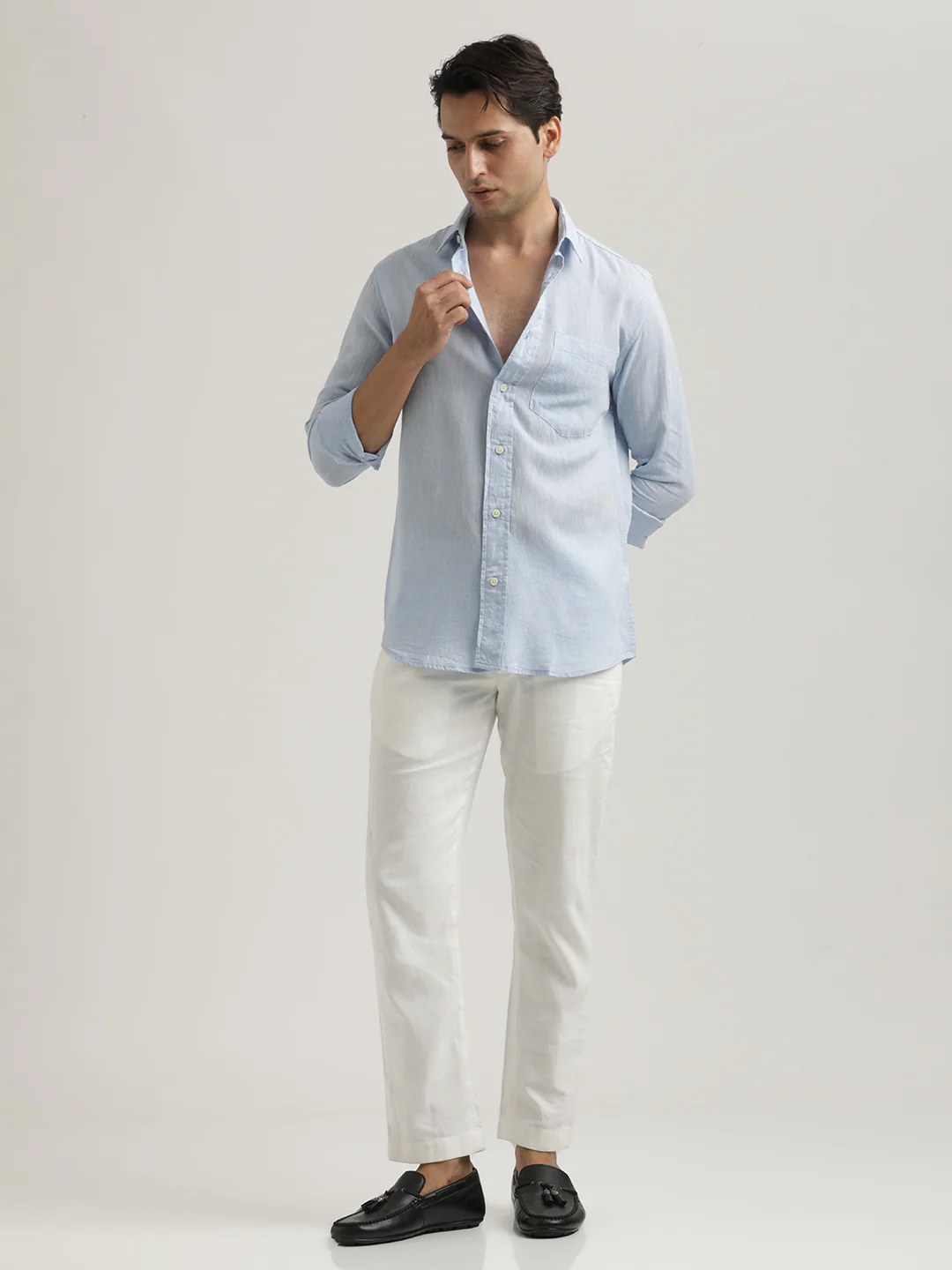Men Linen-Cotton Blend Shirt - Image 4