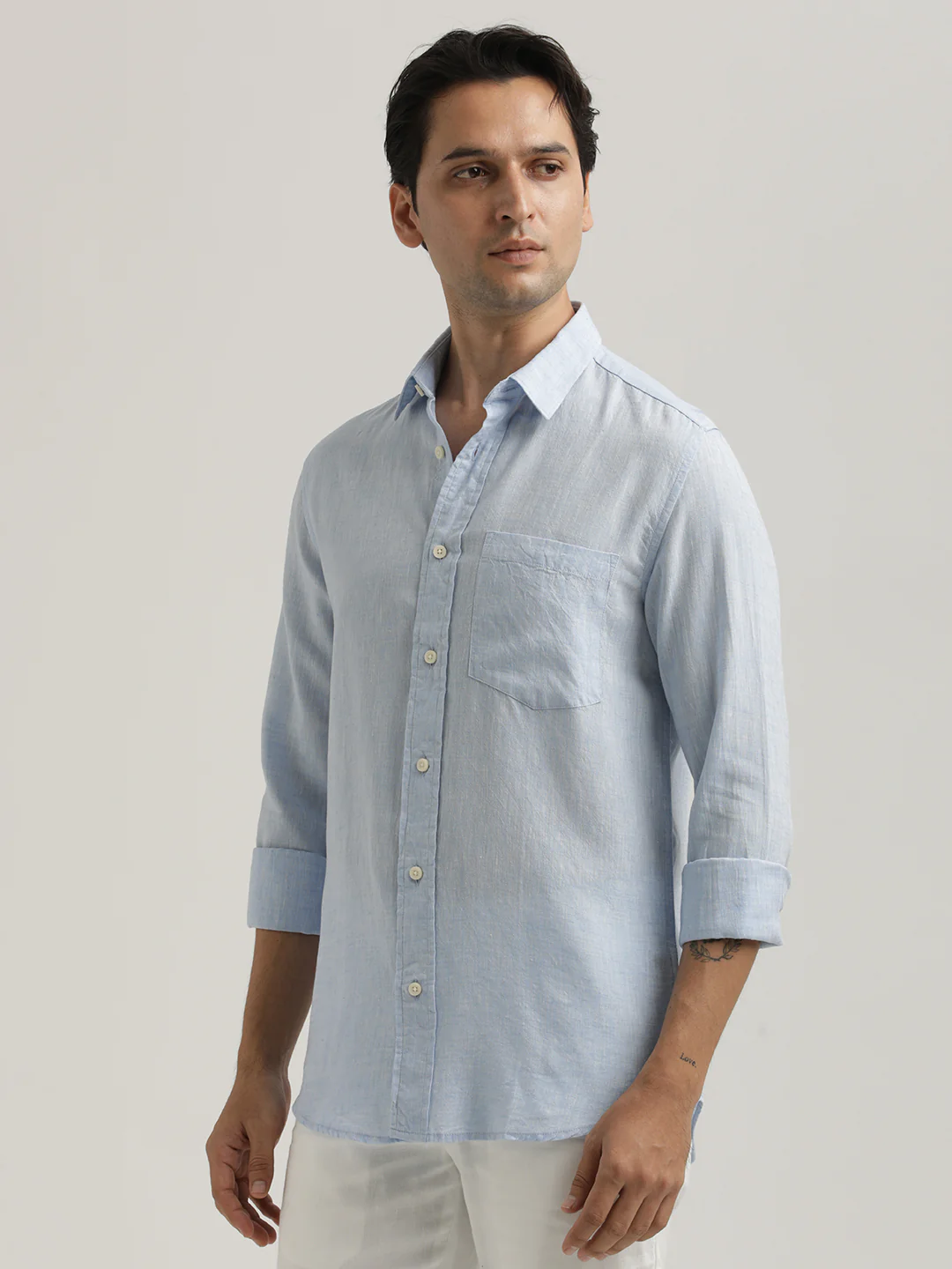 Men Linen-Cotton Blend Shirt - Image 6