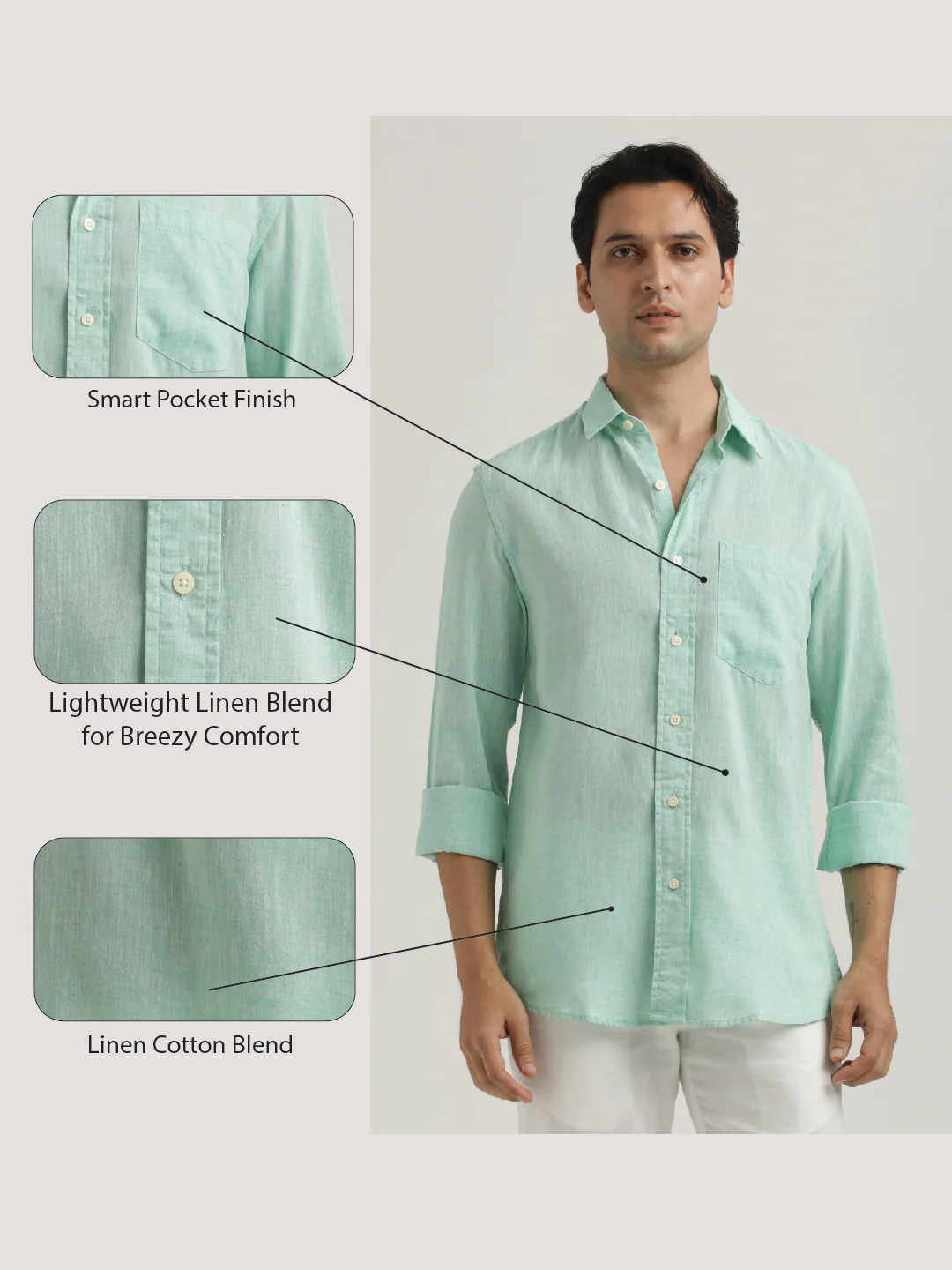 Men Linen-Cotton Blend Shirt - Image 2