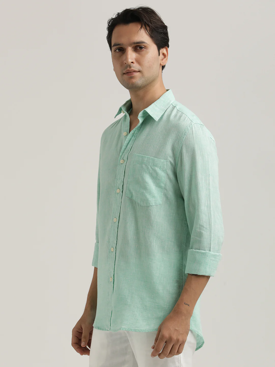 Men Linen-Cotton Blend Shirt - Image 4