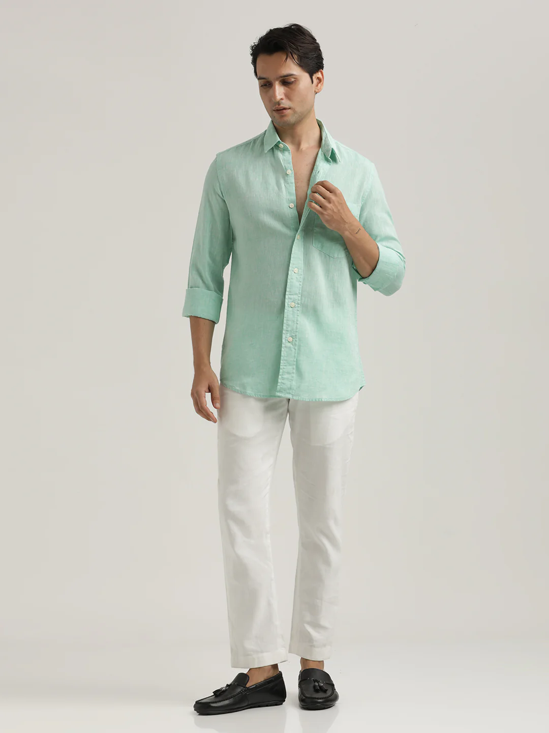 Men Linen-Cotton Blend Shirt - Image 6