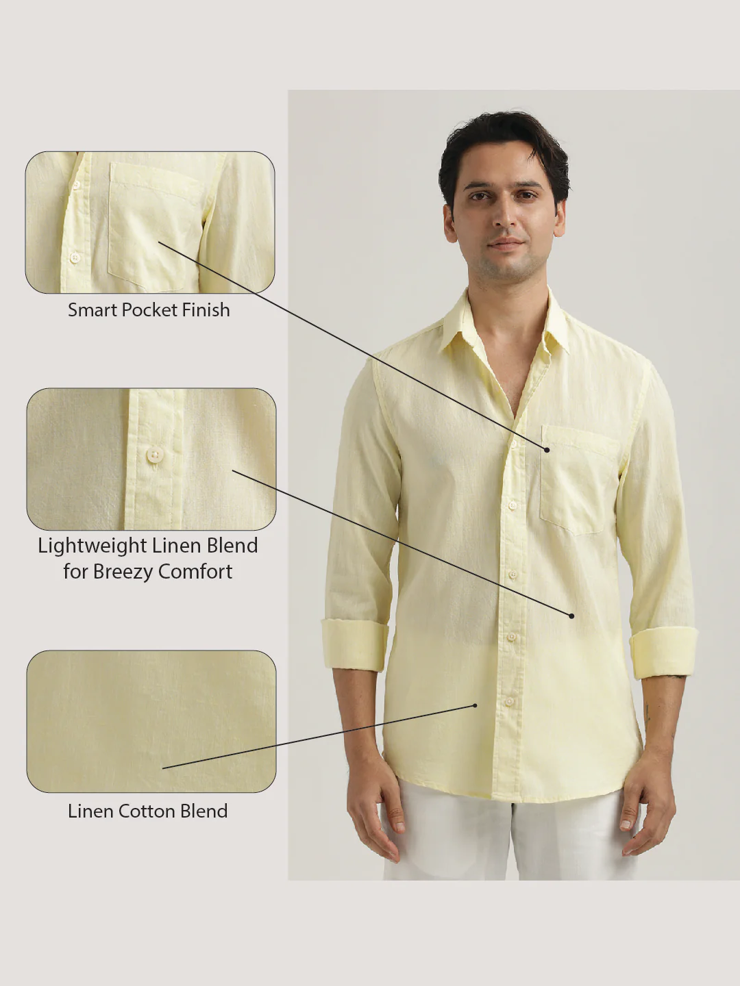 Men Linen-Cotton Blend Shirt - Image 2