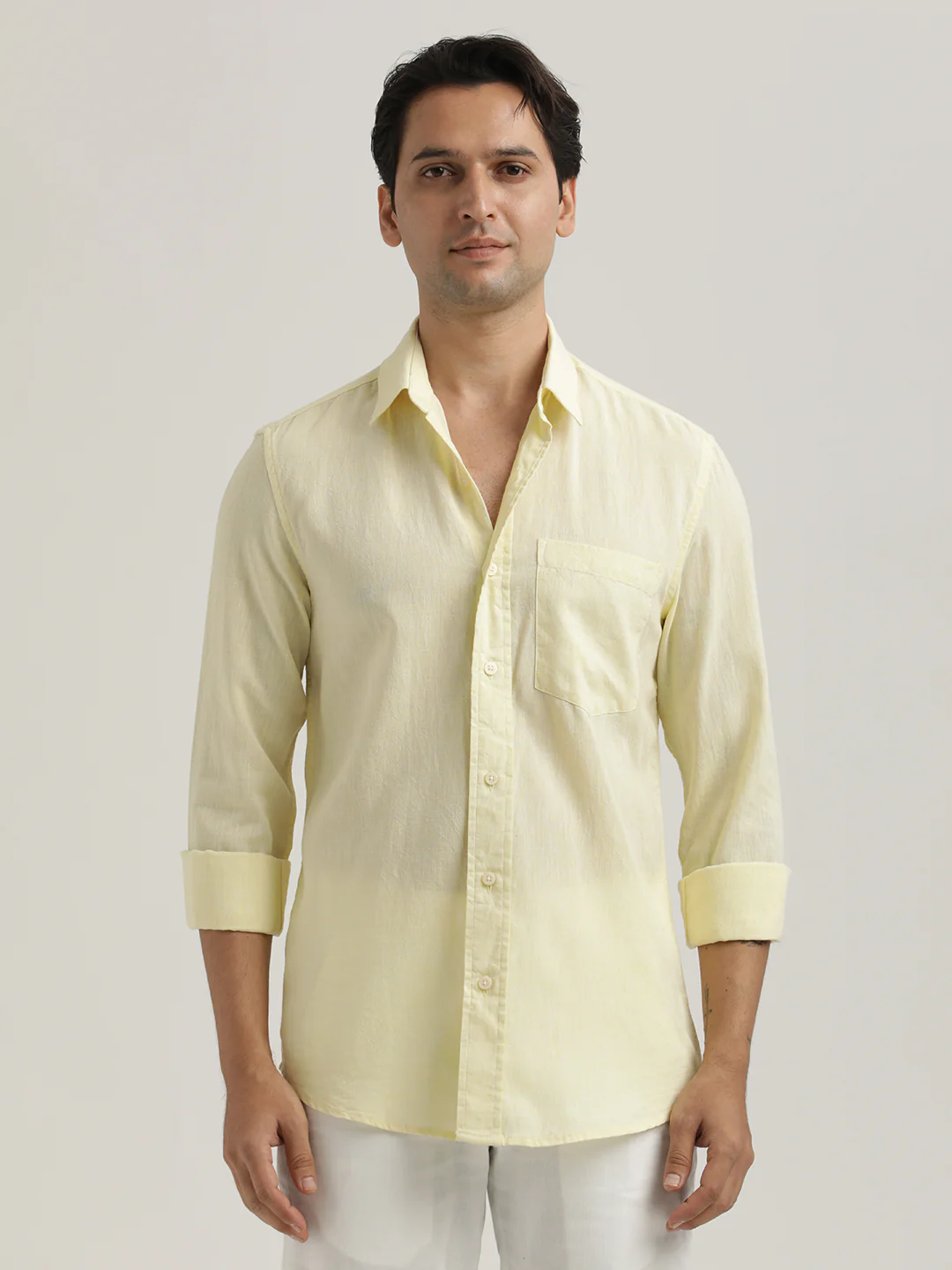 Men Linen-Cotton Blend Shirt - Image 4