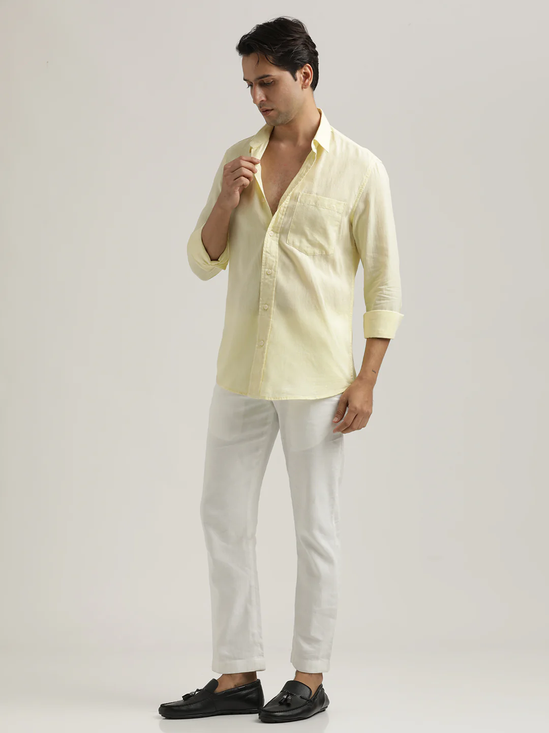 Men Linen-Cotton Blend Shirt - Image 6