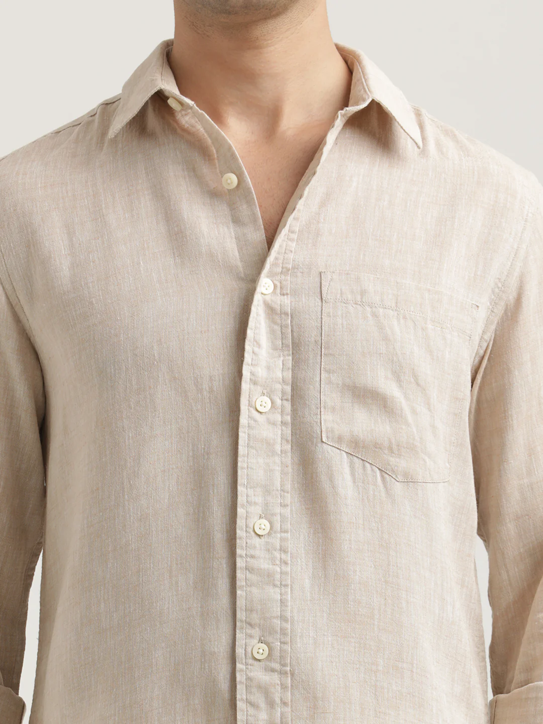 Men Linen-Cotton Blend Shirt - Image 3