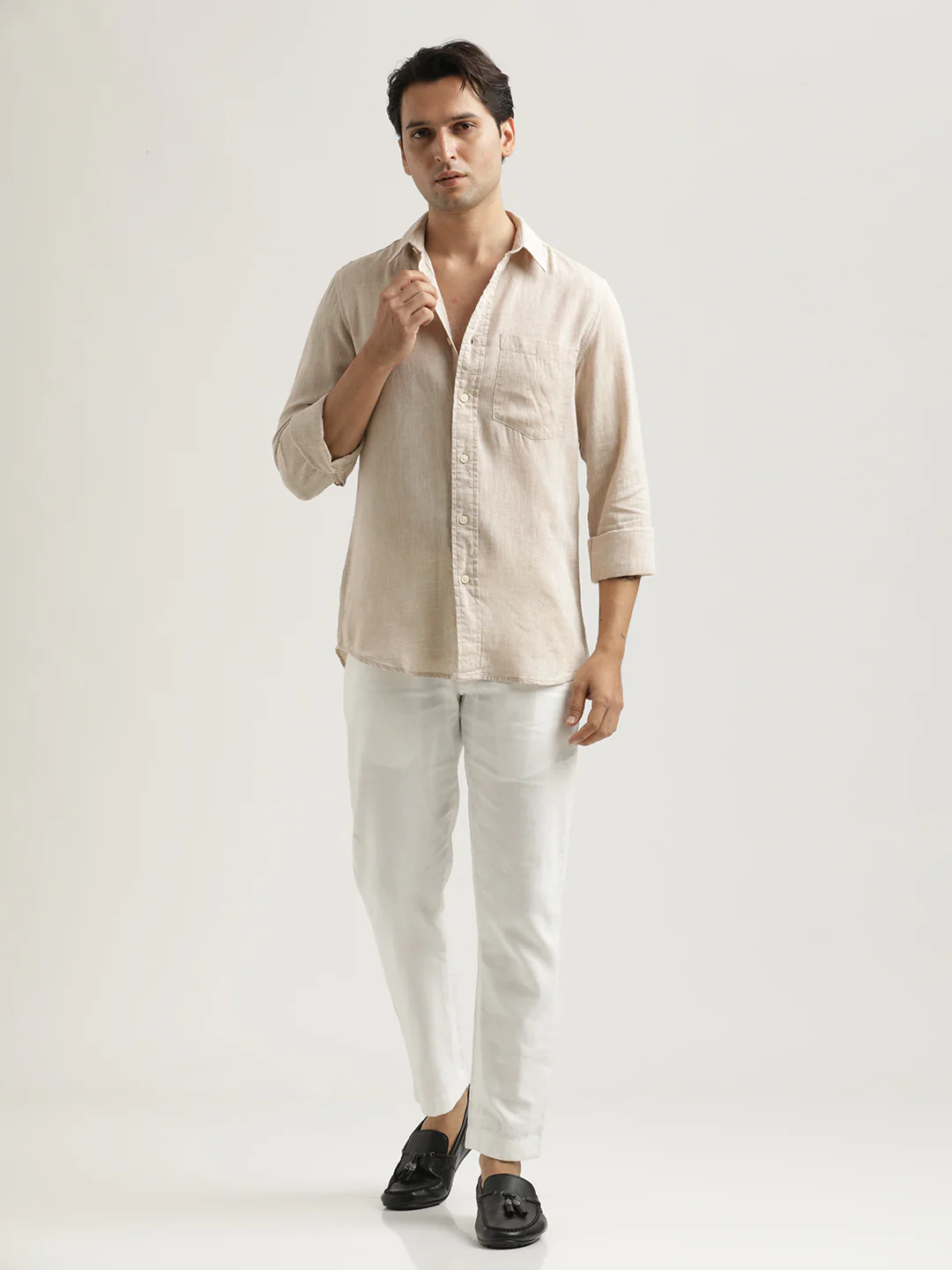 Men Linen-Cotton Blend Shirt - Image 4