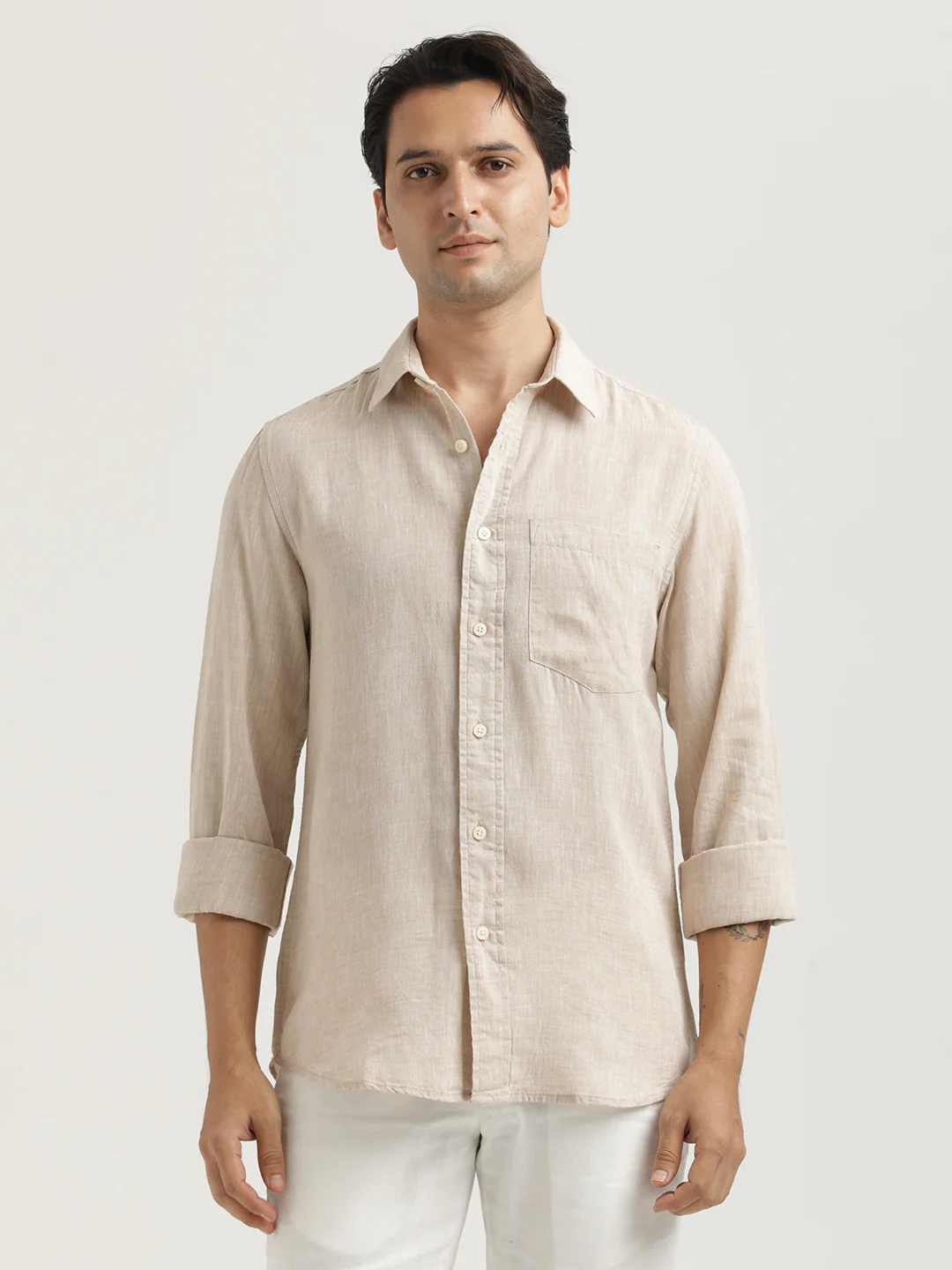 Men Linen-Cotton Blend Shirt - Image 6