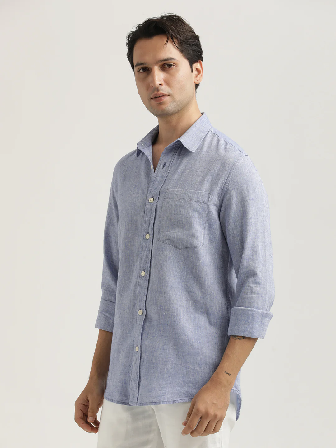 Men Linen-Cotton Blend Shirt - Image 4