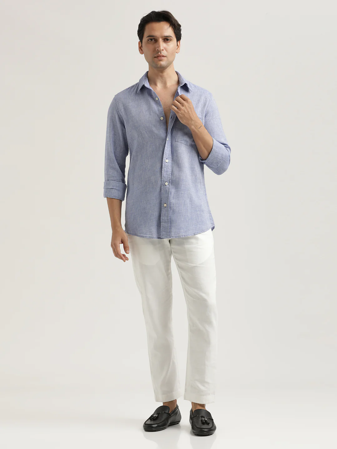 Men Linen-Cotton Blend Shirt - Image 6
